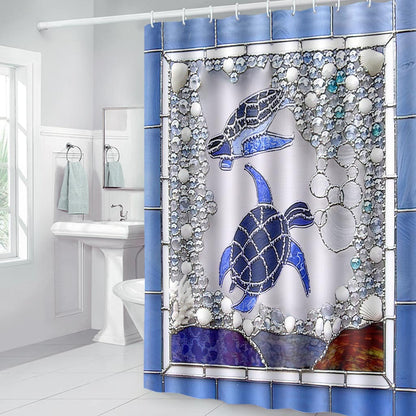 Turtle Lover Beach Soul Ocean Vibes - Turtle Bathroom Curtain & Mats Set