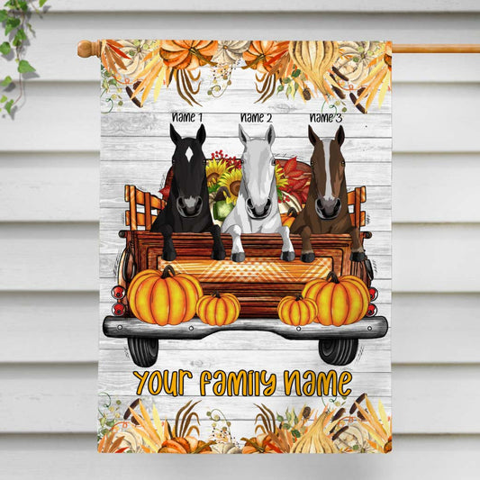 Happy Fall Y'all - Personalized Fall Horse House Flag