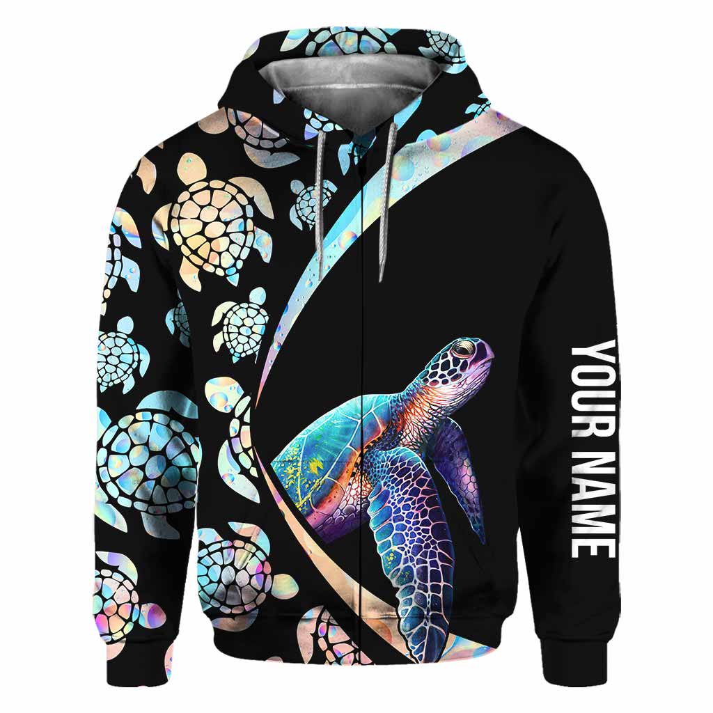 Salty Lil Beach Turtle Personalized All Over T-shirt and Hoodie