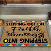 Stepping Out On Faith Stepping Into Blessings - African American Coir Pattern Print Doormat