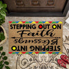 Stepping Out On Faith Stepping Into Blessings - African American Coir Pattern Print Doormat