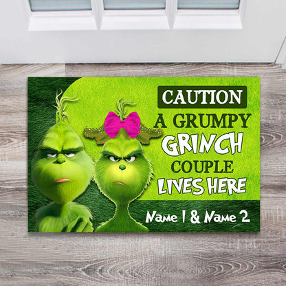 Grumpy Couple - Personalized Christmas Couple Doormat