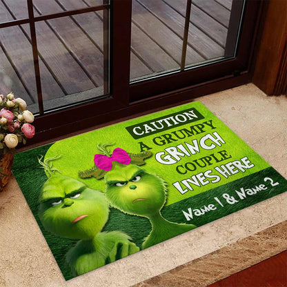 Grumpy Couple - Personalized Christmas Couple Doormat