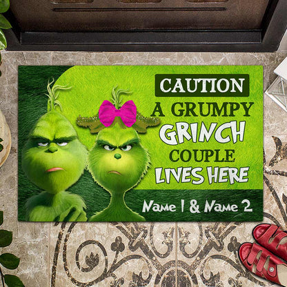 Grumpy Couple - Personalized Christmas Couple Doormat