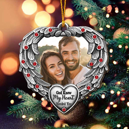 God Knew My Heart Needed You - Personalized Christmas Couple Ornament (Printed On Both Sides)