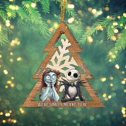 We're Simply Meant To Be Nightmare Snowflake - Personalized Christmas Layered Wood Ornament