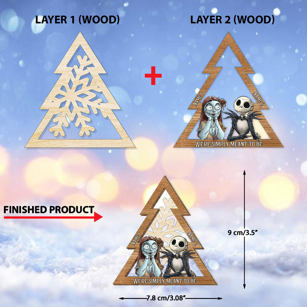 We're Simply Meant To Be Nightmare Snowflake - Personalized Christmas Layered Wood Ornament