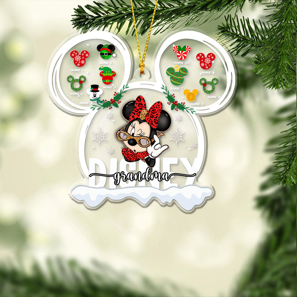 Grandma Mouse - Personalized Christmas Transparent Ornament