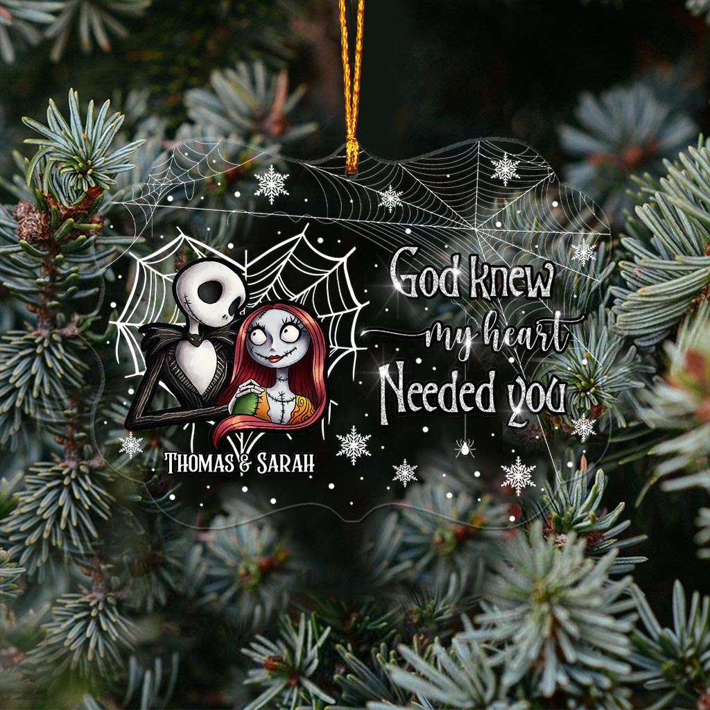 God Knew My Heart Needed You - Personalized Christmas Nightmare Transparent Ornament