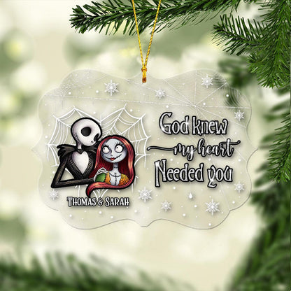 God Knew My Heart Needed You - Personalized Christmas Nightmare Transparent Ornament