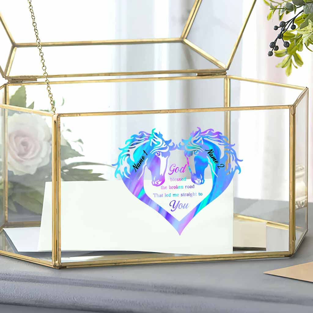 God Blessed The Broken Road - Personalized Couple Horse Decal Full