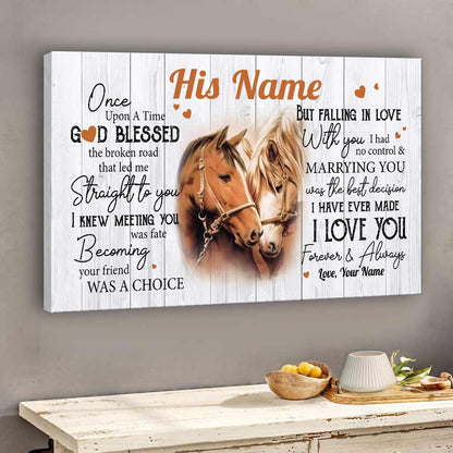 God Blessed The Broken Road - Personalized Couple Horse Canvas And Poster