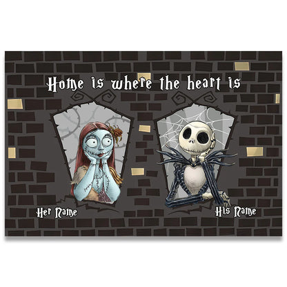 Home Is Where The Heart Is - Personalized Couple Nightmare Doormat