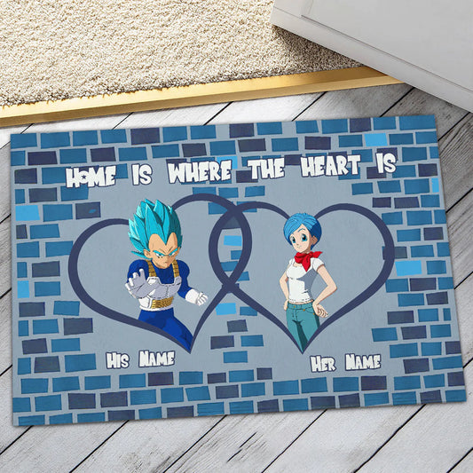 Home Is Where The Heart Is - Personalized Couple Seven Balls Doormat