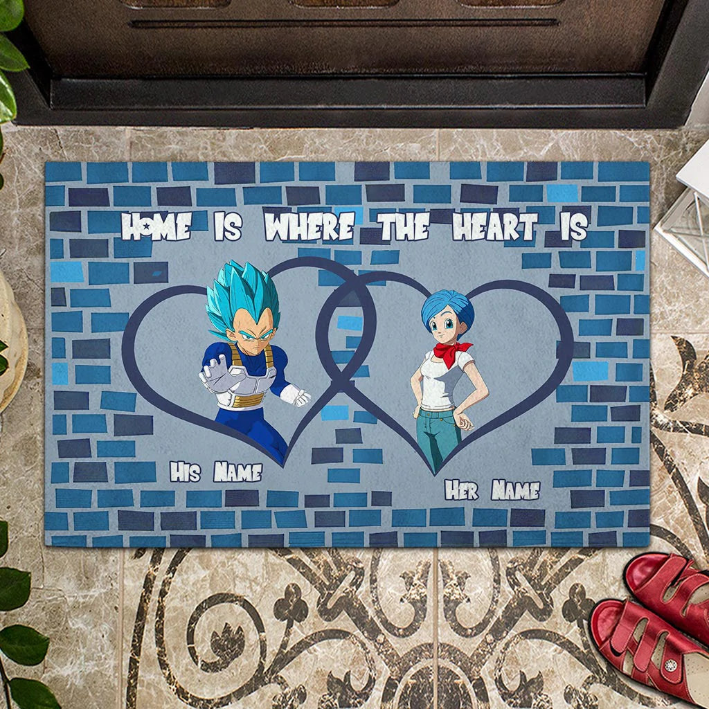 Home Is Where The Heart Is - Personalized Couple Seven Balls Doormat