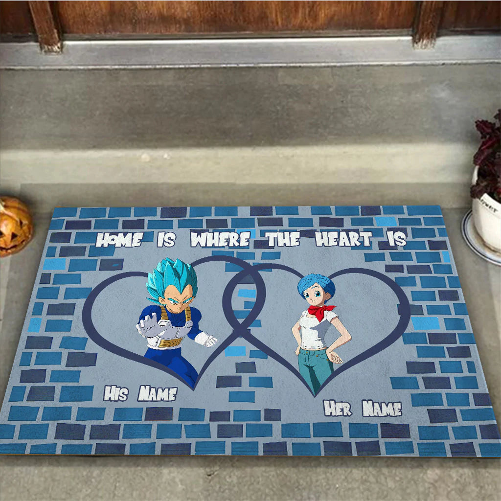 Home Is Where The Heart Is - Personalized Couple Seven Balls Doormat