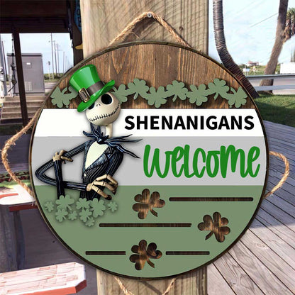 Shenanigans - St. Patrick‘s Day Nightmare Round Wood Sign