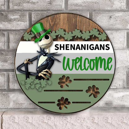 Shenanigans - St. Patrick‘s Day Nightmare Round Wood Sign