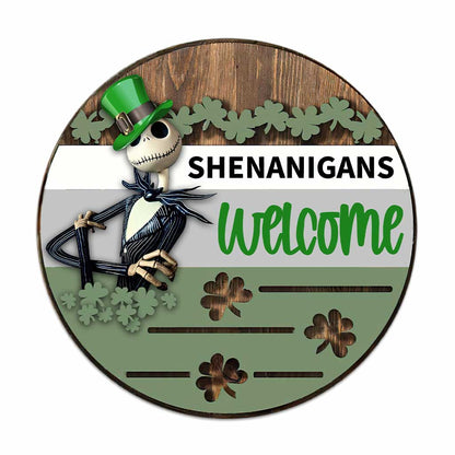 Shenanigans - St. Patrick‘s Day Nightmare Round Wood Sign