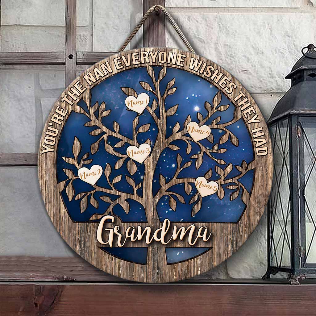 We're As Lucky As Can Be - Personalized Mother's Day Grandma Round Wood Sign