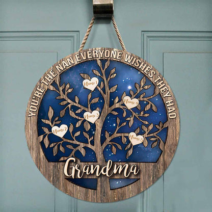 We're As Lucky As Can Be - Personalized Mother's Day Grandma Round Wood Sign