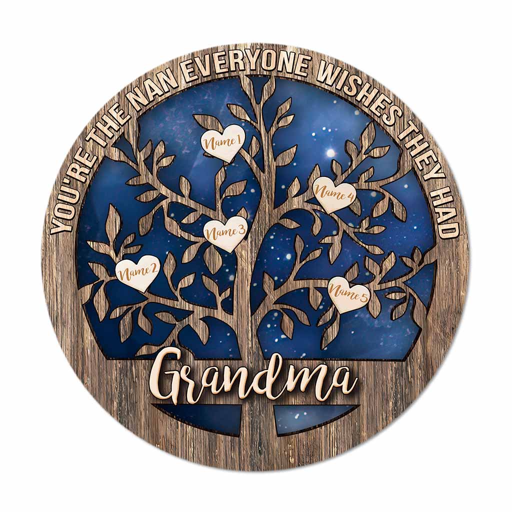 We're As Lucky As Can Be - Personalized Mother's Day Grandma Round Wood Sign