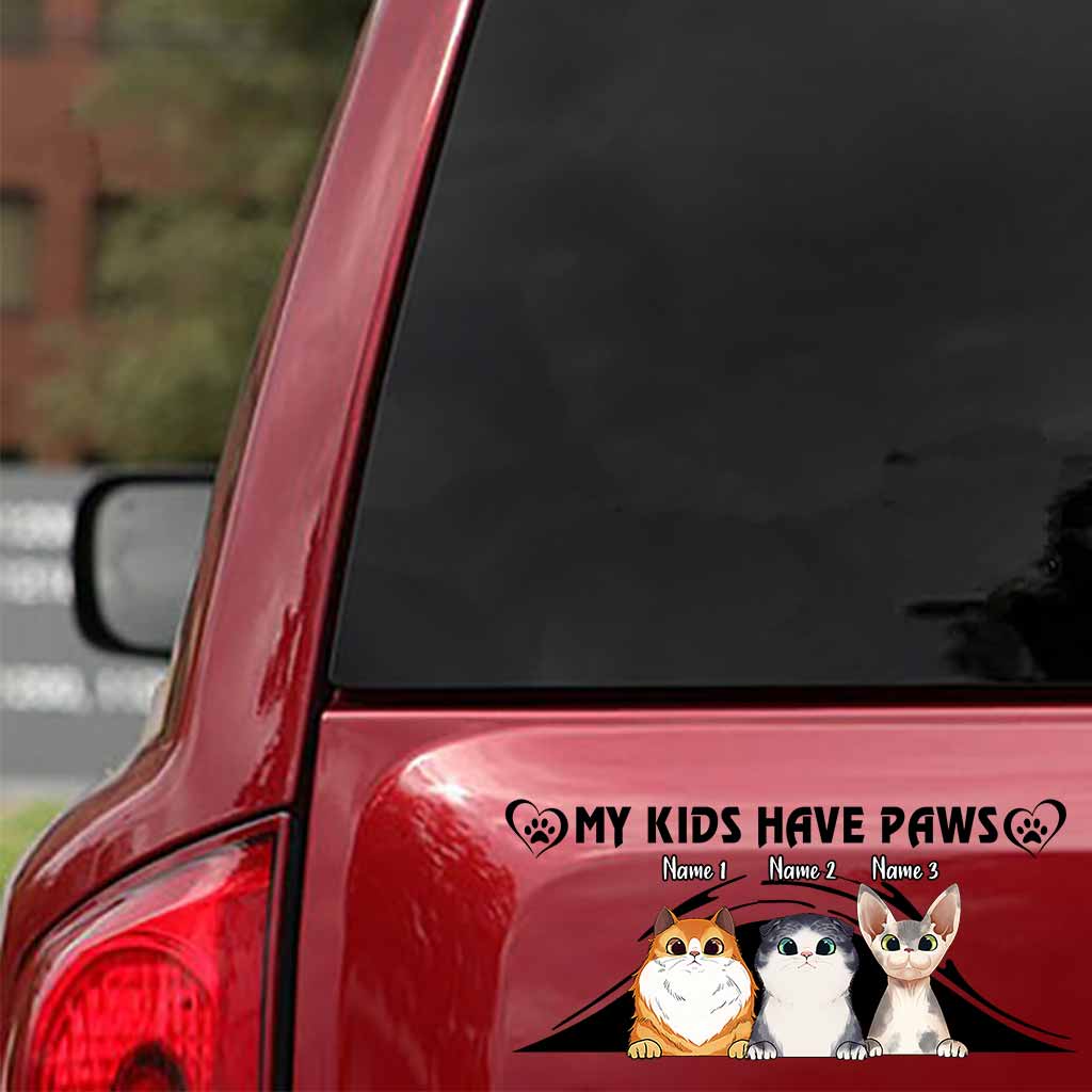 My Kids Have Paws - Personalized Cat Decal Full