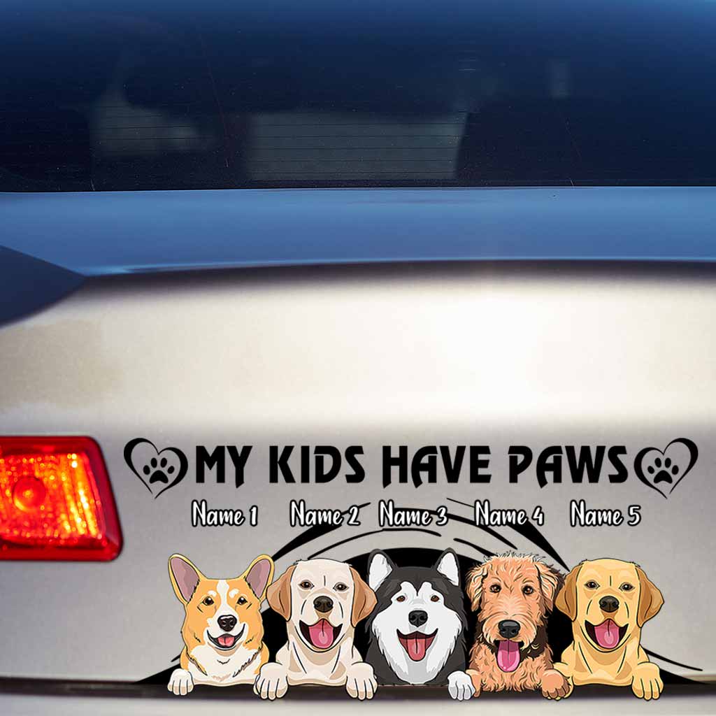 My Kids Have Paws - Personalized Dog Decal Full