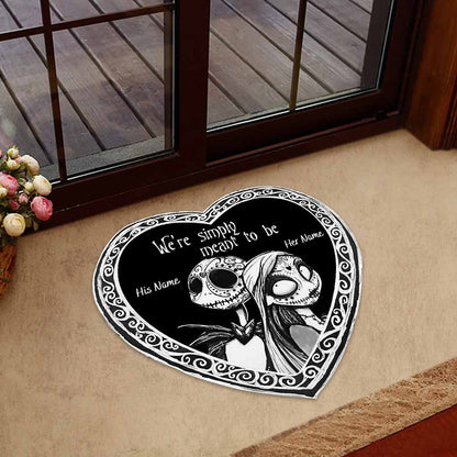 We're Simply Meant To Be - Personalized Nightmare Shaped Doormat