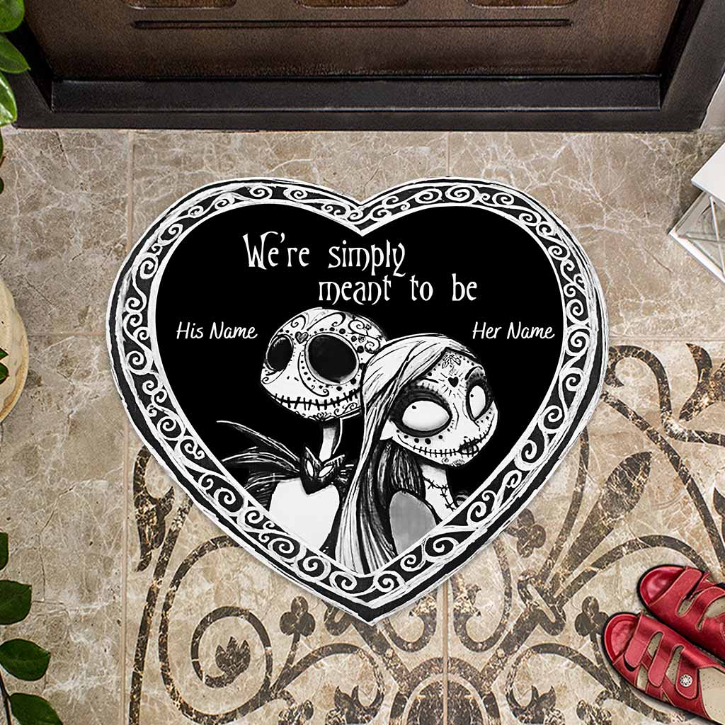 We're Simply Meant To Be - Personalized Nightmare Shaped Doormat