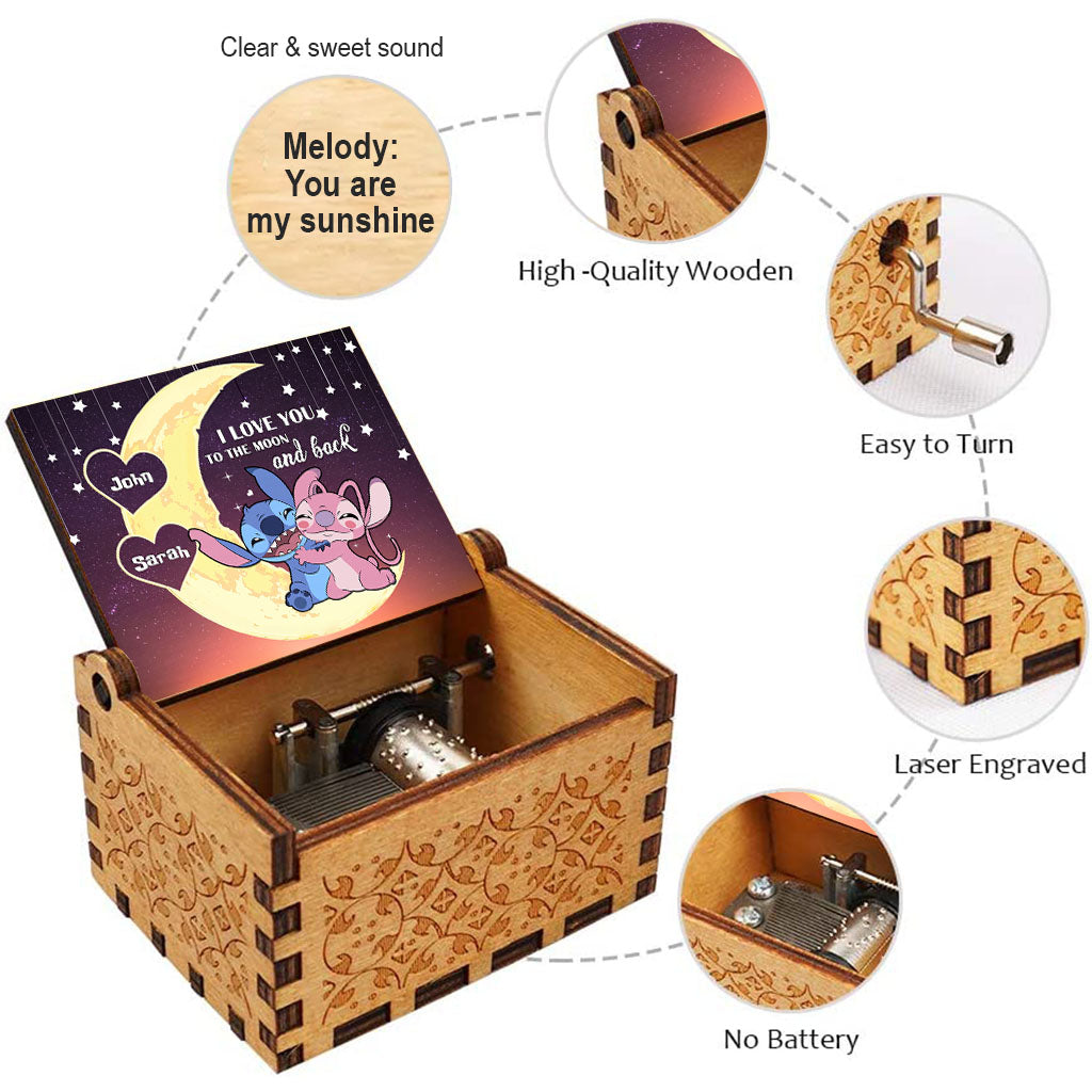 To The Moon And Back - Personalized Ohana Hand Crank Music Box