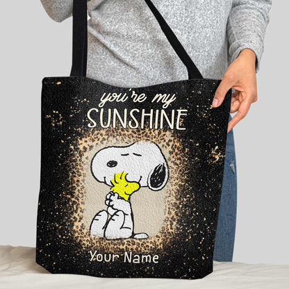 You Are My Sunshine Lovely White Pup - Personalized Tote Bag