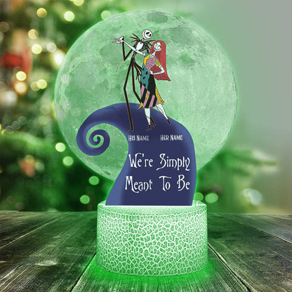 We're Simply Meant To Be - Personalized Couple Nightmare Shaped Plaque Light Base