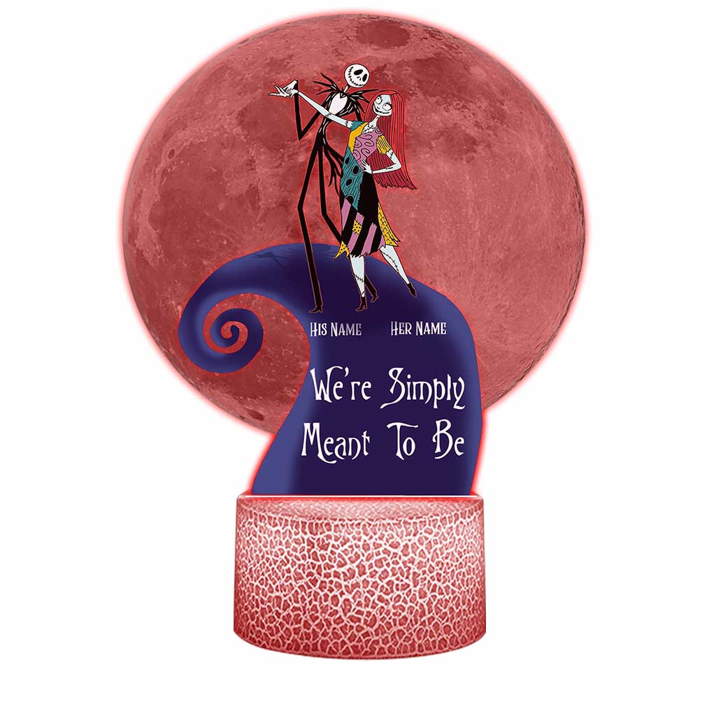 We're Simply Meant To Be - Personalized Couple Nightmare Shaped Plaque Light Base