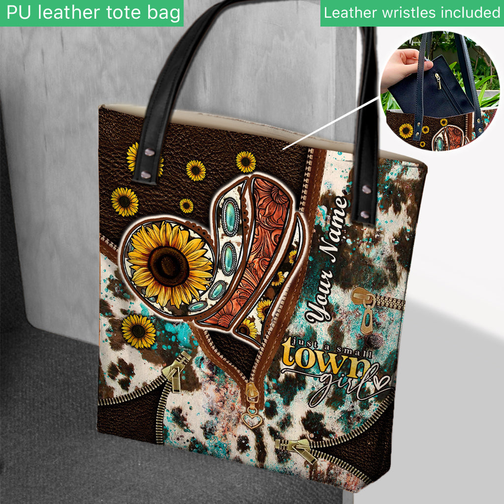 Country Sunflower Heart - Personalized Country Girl Tote Bag