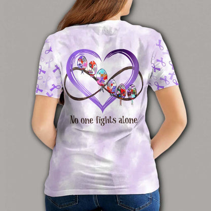 No One Fights Alone - Alzheimer Awareness All Over T-shirt and Hoodie