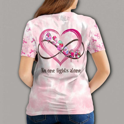 No One Fights Alone - Breast Cancer Awareness All Over T-shirt and Hoodie