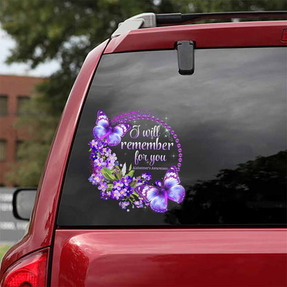 I Will Remember For You - Alzheimer Awareness Decal Full