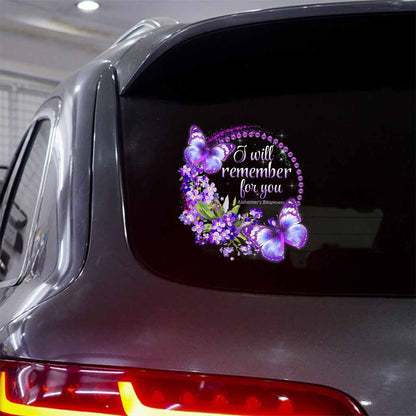 I Will Remember For You - Alzheimer Awareness Decal Full