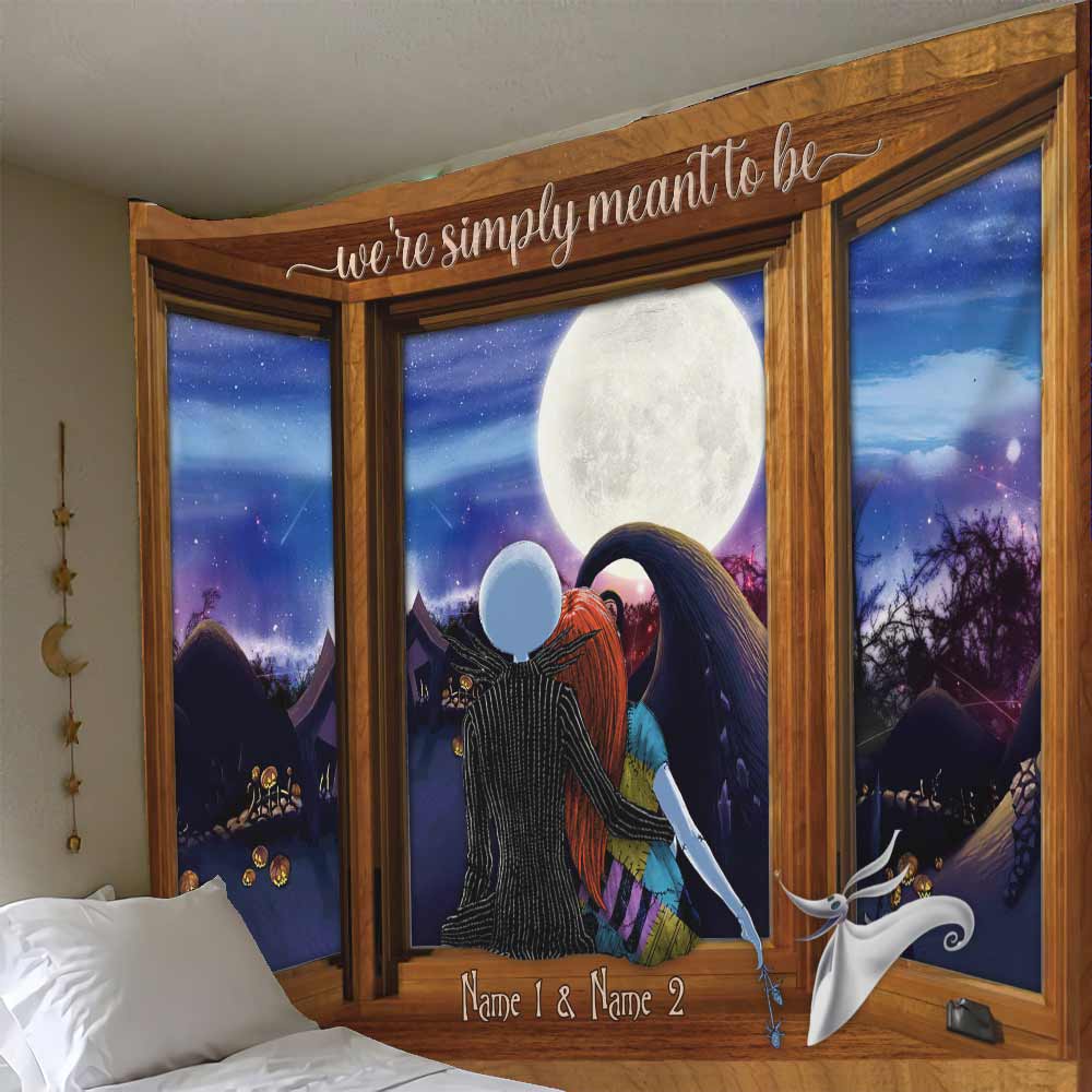 We're Simply Meant To Be - Personalized Couple Nightmare Wall Tapestry