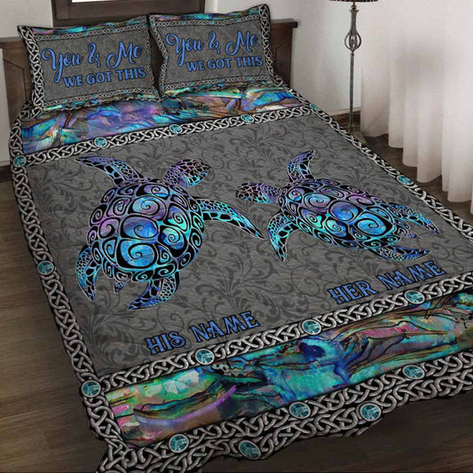 So Many In The Ocean - Personalized Turtle Quilt Set With 3D Pattern Print