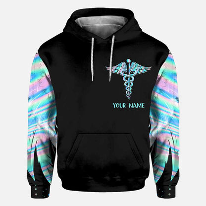 The Wings Came With The Scrubs - Personalized Nurse All Over T-shirt and Hoodie