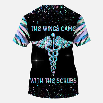 The Wings Came With The Scrubs - Personalized Nurse All Over T-shirt and Hoodie