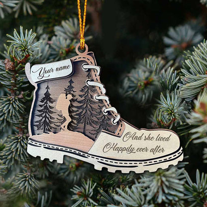 And She Lived Happily Ever After - Personalized Christmas Hiking Ornament (Printed On Both Sides)