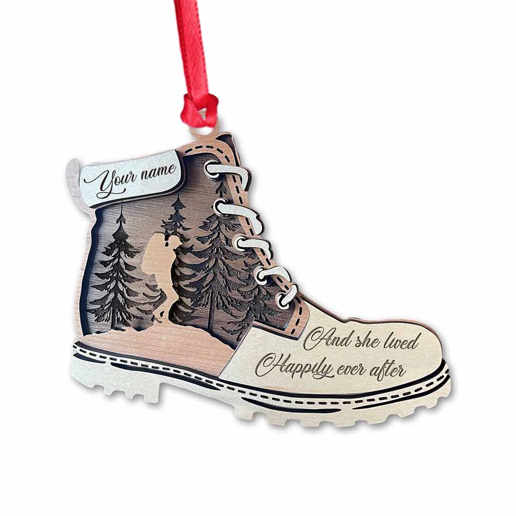 And She Lived Happily Ever After - Personalized Christmas Hiking Ornament (Printed On Both Sides)