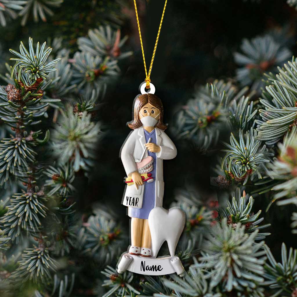 Female Dentist Medical Profession - Personalized Christmas Ornament (Printed On Both Sides)