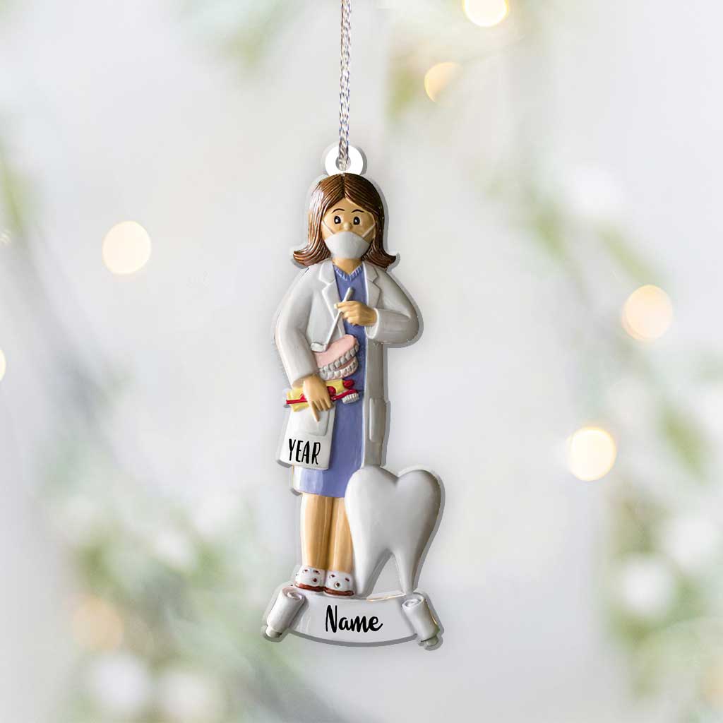 Female Dentist Medical Profession - Personalized Christmas Ornament (Printed On Both Sides)