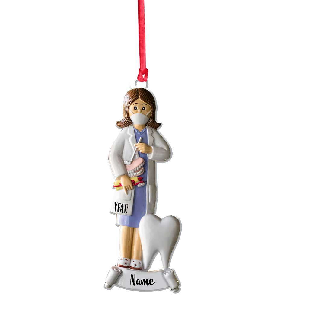 Female Dentist Medical Profession - Personalized Christmas Ornament (Printed On Both Sides)