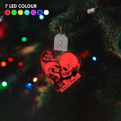 Till Death Do Us Part - Personalized Christmas Skull Shaped Led Acrylic Ornament