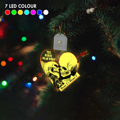 Till Death Do Us Part - Personalized Christmas Skull Shaped Led Acrylic Ornament